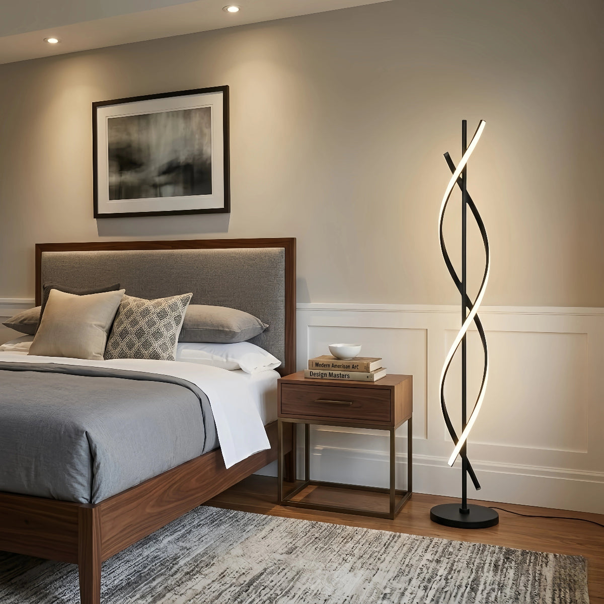Arcato Modern Black & White Floor Lamp